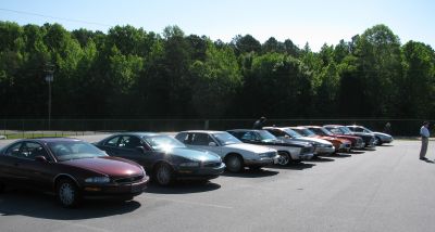 Our Friday morning tour … The North Carolina Aviation Museum
A row of Rivieras in the parking lot at the Aviation Museum
