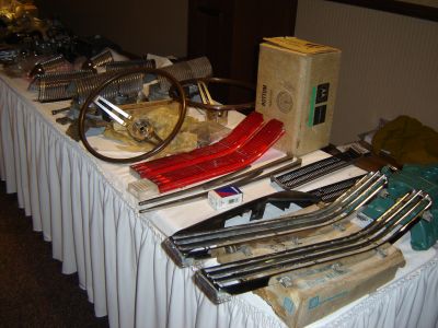 A display of parts on a vendor's table
