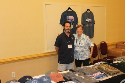 Dave Shipman and Joyce Norton tending Registration & Merchandise
