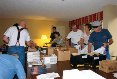 Volunteers preparing the goodie bags
