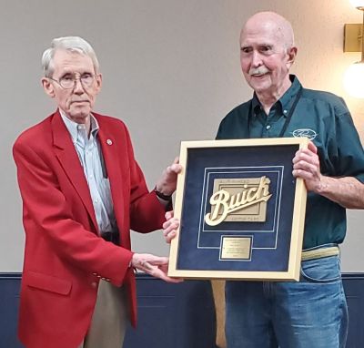 The Buick Heritage Alliance (BHA) Award 
The Buick Heritage Alliance (BHA) presented ROA founder Ray Knott an award for “significant contributions to the preservation of 1963-1999 Buick Rivieras and their history.” The award was presented by BHA VP William “Bill” Anderson.
