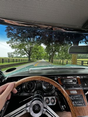 Brian driving through the local area Kentucky Horse Farms
