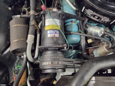 Original Engine Compartment details … Original A/C Compressor … converted to R134A
